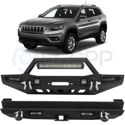 ECCPP New Front/Rear Bumper W/Winch Plate&LED Lights For 1984-2001 JEEP Cherokee Foto 1 de 4