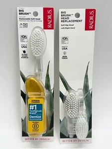 Radius Big Brush Bundle Gold Handle/Replacement Heads Rt Hand BPA Free/ADA - Picture 1 of 7