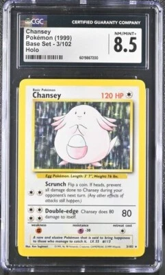 CGC 9 CHANSEY 3 BASE SET HOLO UNLIMITED POKEMON NM MINT - Image 1 of 2