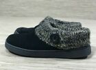 Clarks Black Leather Winter Shoes Women's 6 M Knit Collar Slip On Round Toe