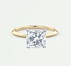 IGI E/VVS 2 Ct Cushion Lab Created Grown Diamond 14K Yellow Gold Solitaire Ring - Picture 1 of 2