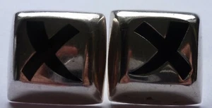 STERLING 925 Mexico Square Enamel X Earrings 18.2 gr. - Picture 1 of 4
