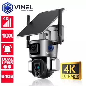 Construction Site 4G Security Camera 10X 4K Solar Battery Dual 2 Cams 64GB Farm - Picture 1 of 12
