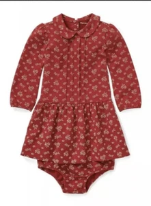 Neu mit Etikett neu Ralph Lauren Polo Baby Mädchen rot Festtagskleid Unterhose $ 45 9M Weihnachten - Bild 1 von 2