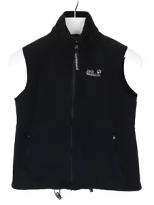 Jack Wolfskin Nanuk Weste Damen UK 10 Vlies Reißverschluss Taschen Schwarz - Bild 1 von 9