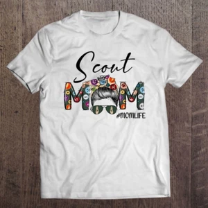 Scouting Scout Mom Life Messy Bun Hair Mother's Day T Shirt Mother's Day Shirt - Picture 1 of 4