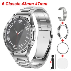 43 47 mm Correa Acero Bisel Estuche Película Protectora para Samsung Galaxy Watch 6 Clásico - Imagen 1 de 21