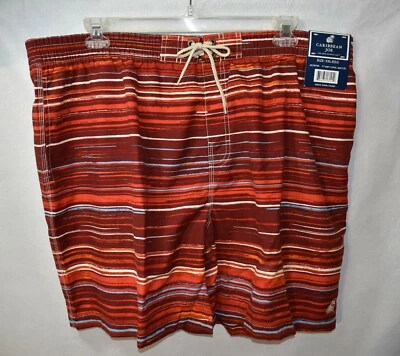 Caribbean Joe Swim Trunks  Shorts Size XXL Coral Striped  Men's - Image 1 of 4
