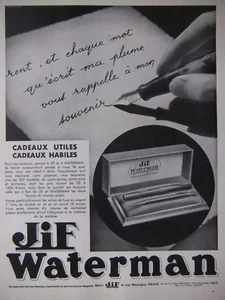 PUBLICITÉ DE PRESSE 1933 JIF WATERMAN 500 MODÈLES DE PORTE-PLUME - ADVERTISING - Foto 1 di 1