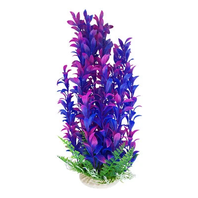 AQUARIUMH2O Purple Aquarium Plant with Base 12-13 Inch Tall, Fish Tank Decoration