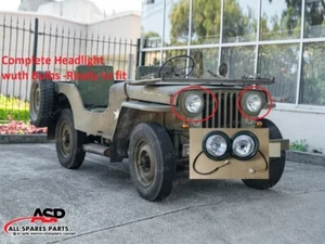 Headlight Light Pair Green Bazel fits willys jeep CJ2A 3A 3B CJ5 M38 -With Bulbs - Picture 1 of 3