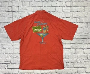 Tommy Bahama Embroidered Silk Camp Shirt Net Worth One Olive Martini Size XL - Picture 1 of 7