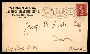 US 1900 Boston MA C Flag Cancel Warren & co Liverpool Steamship Office Cover - Picture 1 of 2