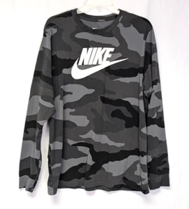 The Nike Tee Dri-Fit Camo Camouflage Long Sleeve T-shirt Mens XL Gray FREE SHIP - Picture 1 of 7