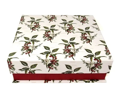 Punch Studio Decorative Flip Top Nesting Box Winter Christmas Holly 24083 Lrg - Image 1 of 4