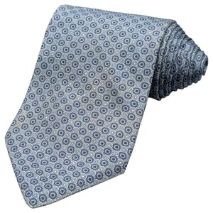 Brooks Brothers Tie Silk 56.5" Classic Blue White Square Circle Medallions USA - Picture 1 of 7
