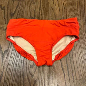 Lands End Solid Orange Bikini Bottom Mid Rise Size 8 Brief Banded Waist - Picture 1 of 4