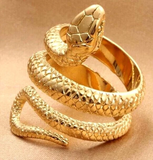 Gothic Gold Plated Snake Ring Stainless Steel Snake Wedding Biker Ring Size 6-14 - Image 1 of 1