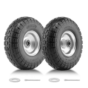 2 Pack 10" Solid PU Tires and Wheels,4.10/3.50-4 Tire and Wheel Flat Free, Re... - Picture 1 of 7