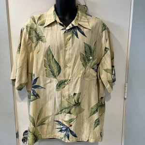 Tori Richard Hemd Herren XL Grün Seide Hawaii Tropical Leaves Camp Kurzarm - Bild 1 von 10