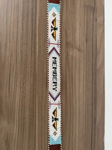 Stuart Membery Belt BEADED Eagle Western Leather Blue White Vintage 92cm S M WOW - Picture 1 of 10
