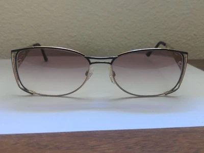 Retro Cazal  Womens 9037 Sunglasses Gold Black Frames Pink Script Lens 60-17-126 - Image 1 of 4