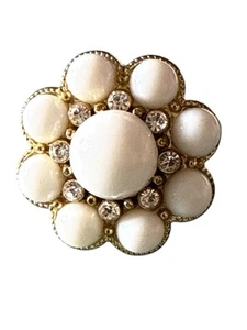 Fashion Adjustable Ring White Pearl Flower Cluster Size 7 - Very Good Condition - Picture 1 of 5