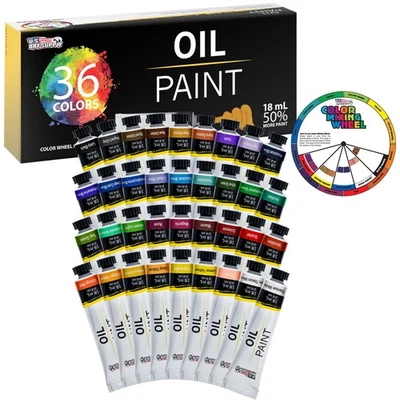 Professional 36 Color Art Oil Paint Set, Lg 18ml Tubes, Artist Student Paintings - Image 1 of 4