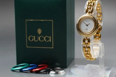 [Near MINT w/Box] Gucci Change Bezel 11/12.2 Gold 6 color Quartz Ladies Watch - Image 1 of 4