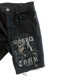 Pantalones Cortos de Jean Ksubi Hombre Negros Talla 30 Streetwear Distressed World Tour 2022 - Imagen 1 de 12