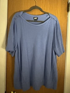 Maglione donna Lands' End vero blu pullover collo barca 3X Plus - Foto 1 di 5
