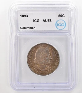 1893 Columbian Exposition Commemorative Half Dollar AU58 ICG Nice Tone *9109 - Picture 1 of 3