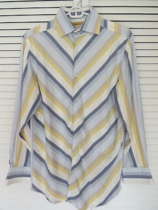 Men's Business Dress Shirt Long Sleeve - Yellow, Blues Khaki & White (Item#120) - Picture 1 of 3