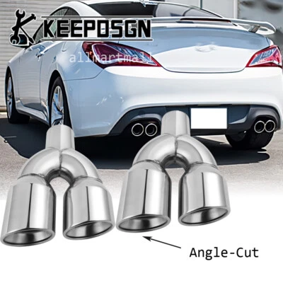 For Hyundai Genesis Coupe 2.5'' Rear Dual Exhaust Tail Pipe Muffler Tip Y Pipe Foto 1 de 4