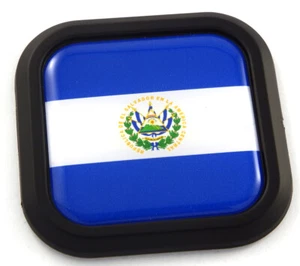 Salvador Flag Square Black rim Emblem Car 3D Decal Badge Hood Bumper sticker 2" - Bild 1 von 7