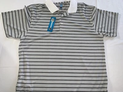 PGA TOUR DRY Golf Polo Shirt Blue Gray Stripe MSRP $50 New Free Shipping - Image 1 of 4