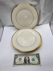 4 - Platos de ensalada vintage LENOX China marfil eterno borde dorado 8,25" hechos en EE. UU. - Imagen 1 de 5