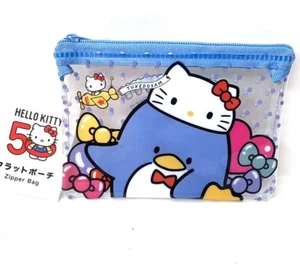 Sanrio 50th Hello Kitty Characters Tuxedo Sam Zippered Flat Pouch Coin Case Blue - Picture 1 of 3