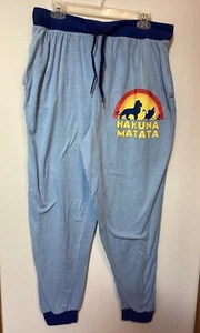 Disney The Lion King Hakuna Matata Cotton Unisex Pajama Lounge Pants Blue XL - Picture 1 of 9