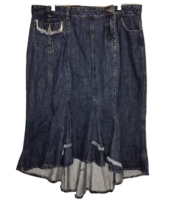 Falda vaquera larga Ashley Stewart para mujer plisada envejecida talla grande 16W Foto 1 de 4