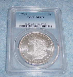1878-S Morgan Silver $1 Dollar PCGS MS 63 (Lot 40) - Picture 1 of 4