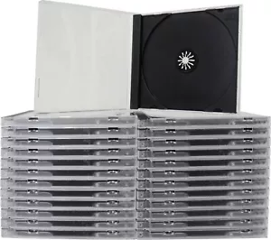 (25) Leere Durchsichtige CD Juwelenboxen Etuis Schwarz Schalen Zusammengebaut 10,4 mm #cdbis10dg - Bild 1 von 2