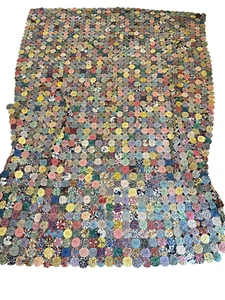 Vintage Yo Yo Bed Quilt Coverlet Handmade 1930's- 1940's Large Multicolor Circle - Picture 1 of 21