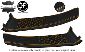 YELLOW DIAMOND STITCH 2X DOOR SILL LEATHER+LUXE SUEDE COVER FOR LOTUS ELISE S3 - Picture 1 of 2