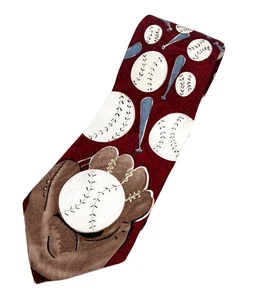 Guanto Hathaway Baseball Uomo Cravatta Seta Mazza Softball Rosso Marrone 4" W Sport - Foto 1 di 3