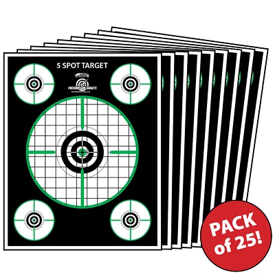 FREEDOM GUN TARGETS 25 Paper Shooting Targets for Gun Range Rifle Pistol Rifle Sighting 12x15