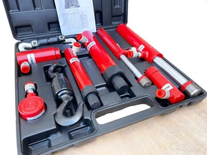 7pc Hydraulic Auto Body Frame Repair Hook Puller Pusher Ram 10T 4T 2 Porta Power - Picture 1 of 5