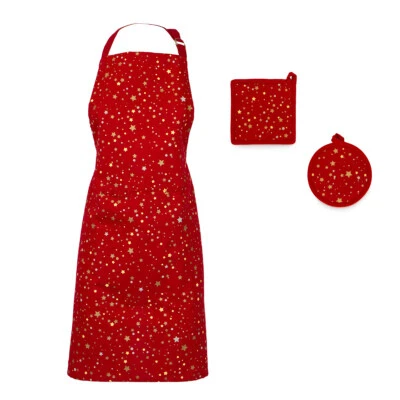 Set grembiule + 2 presine natalizio Star in Puro cotone X073 - Immagine 1 di 2