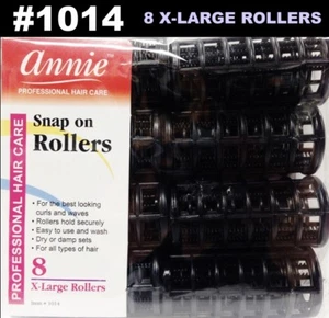 ANNIE SNAP ON ROLLERS 8 X-LARGE ROLLERS #1014 NO PINS NEEDED BLACK - Picture 1 of 2