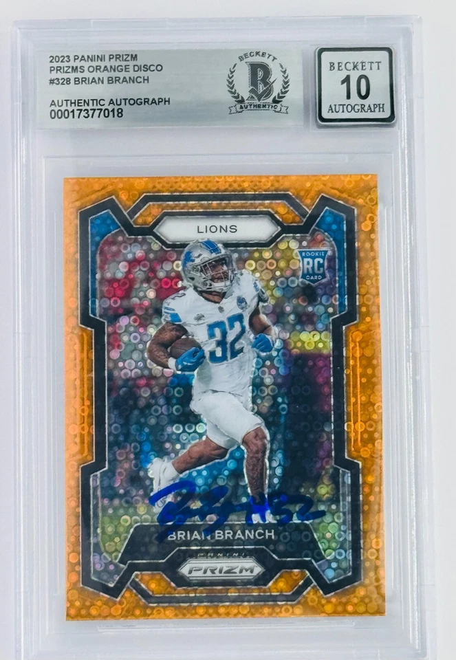Brian Branch 2023 Prizm Orange Disco Rookie – Beckett 10 Auto! - Image 1 of 2